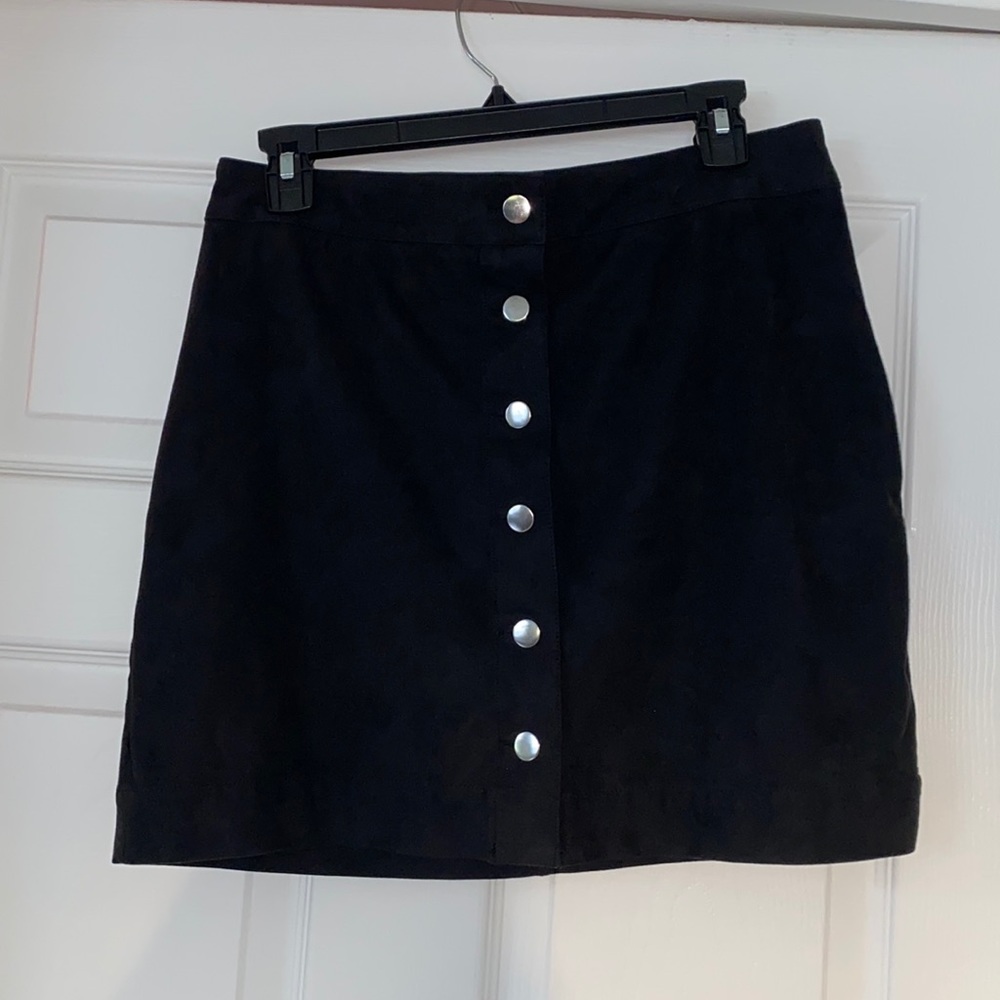 Suede Button Skirt